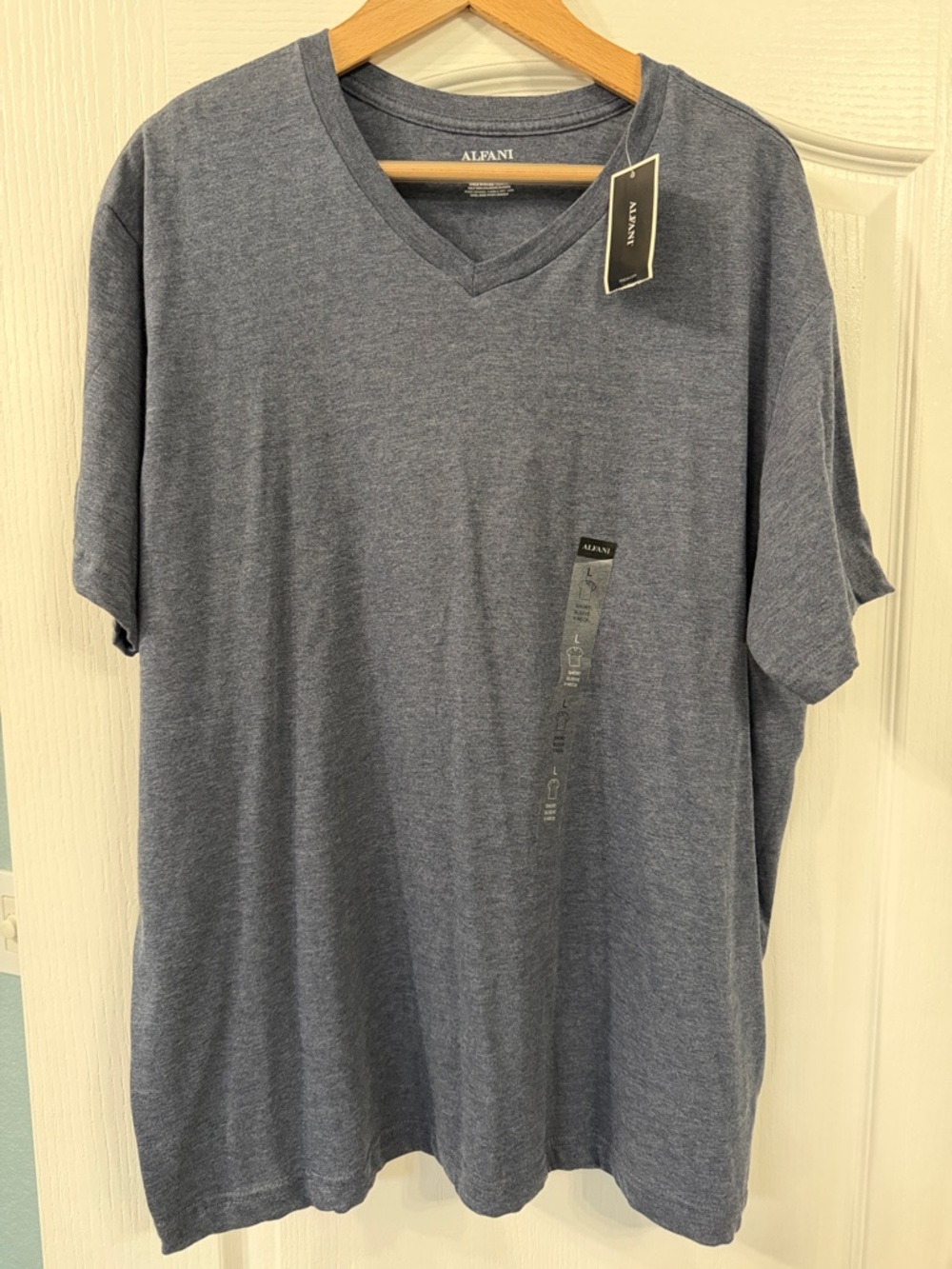 Alfani Gray-Blue V-Neck Short Sleeve Tee